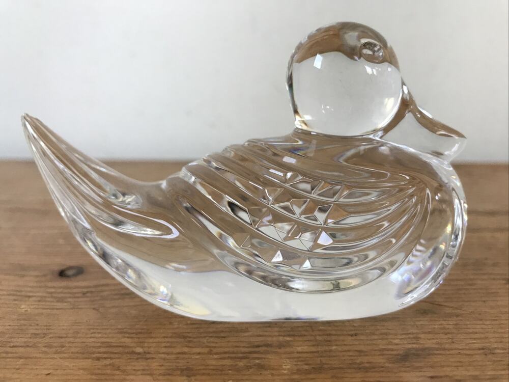 Vintage Waterford Irish Crystal Clear Glass Duck Figurine Made in Ireland 4.25"